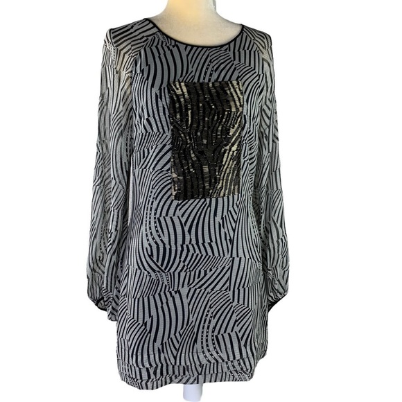 Ted Baker London Abstract Zebra Pattern with Bronze Glass Beads Design Dress - Picture 5 of 16